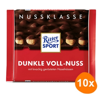 Ritter Sport - Dark Whole Hazelnuts - 10x 100g