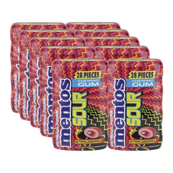 Mentos - Sour Gum Strawberry Sugar Free - 10x 28 pcs