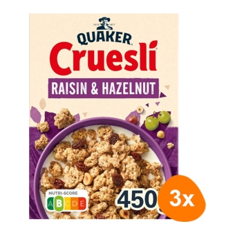 Quaker - Cruesli Raisin & Hazelnut - 3x 450g