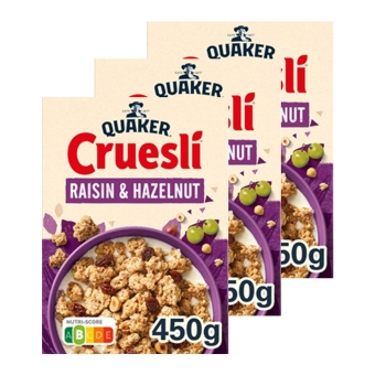 Quaker - Cruesli Raisin & Hazelnut - 3x 450g