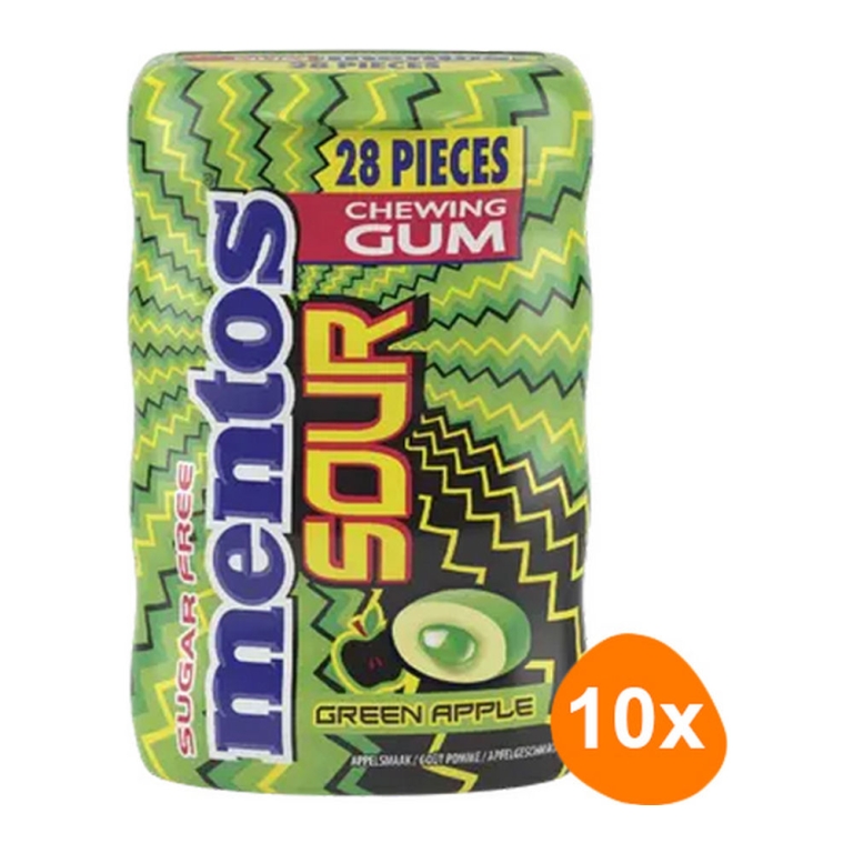 Mentos - Sour Gum Green Apple Sugar Free - 10x 28 pcs