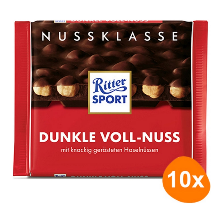 Ritter Sport - Dark Whole Hazelnuts - 10x 100g