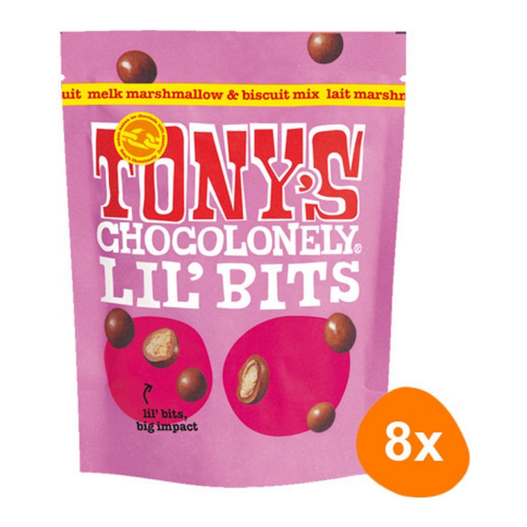 Tony's Chocolonely - Lil’Bits Milk marshmallow & biscuit mix - 8x 120g