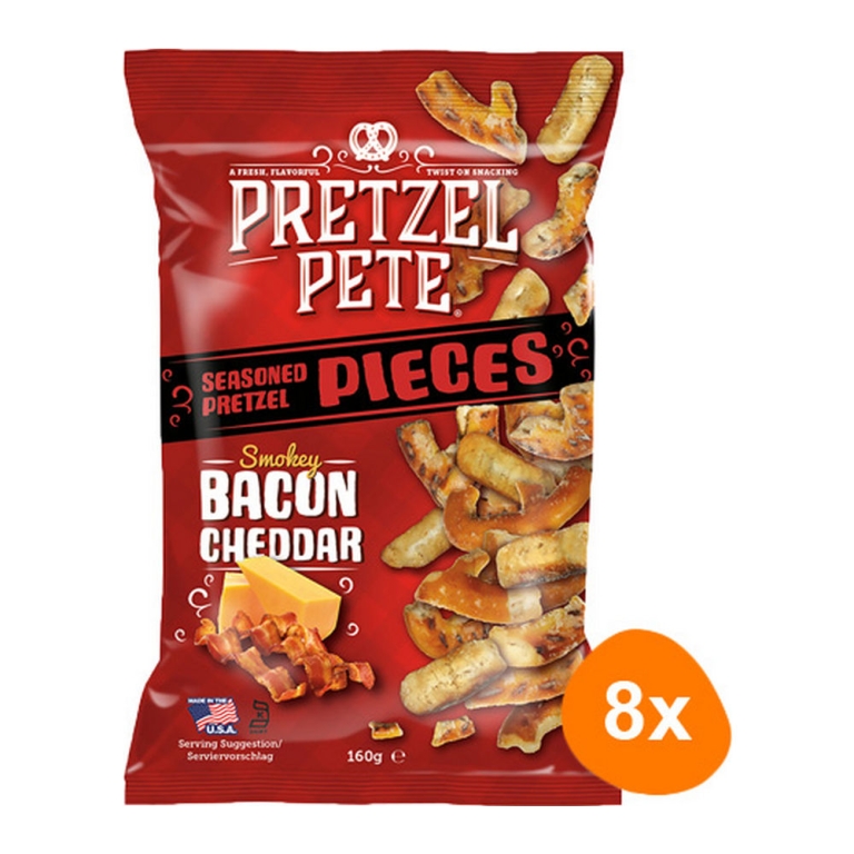 Pretzel Pete - Smokey Bacon Chedder Pretzel Pieces - 8x 160g