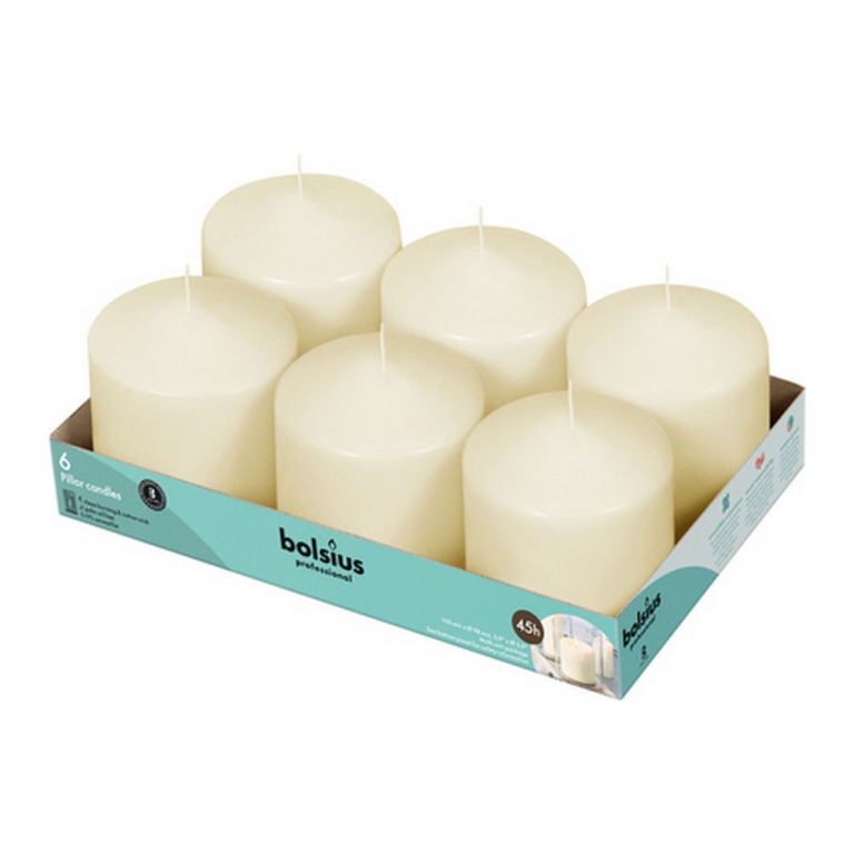 Bolsius - Pillar Candles 10/10 - Ivory - 6 pieces