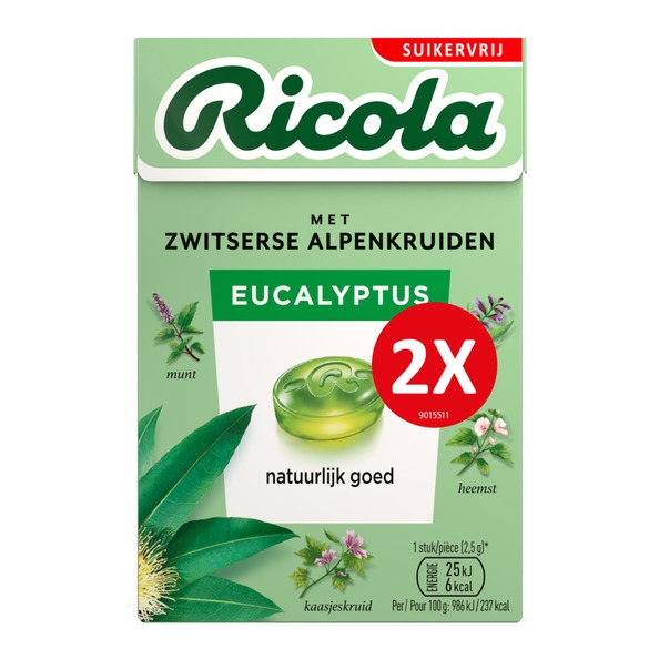 Ricola - Eucalyptus Sugar Free Duopack - 10x 2x 50g