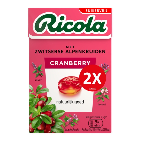 Ricola - Cranberry Sugar Free Duopack - 10x 2x 50g