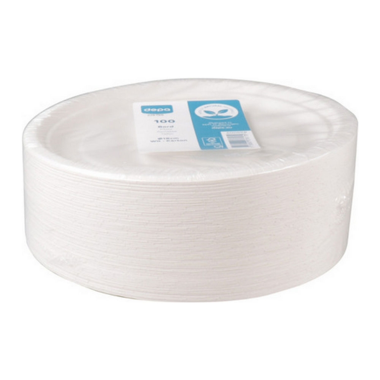 Depa - Bord Rond Wit Karton 18cm - 100 stuks