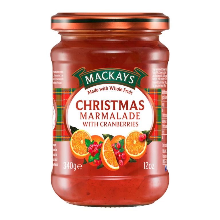 Mackays - Kerst Marmalade Cranberries Glas - 6 x 340 grams