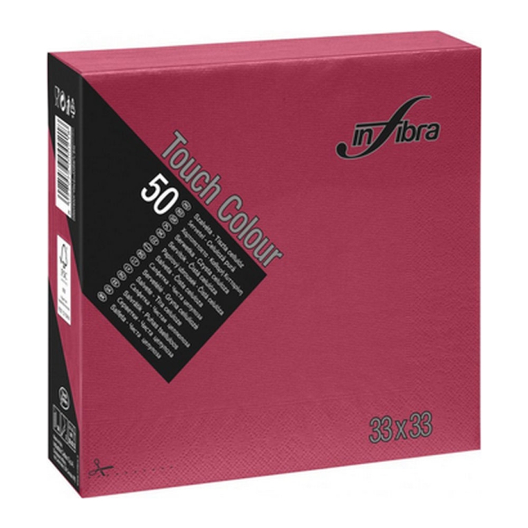 Infibra - Servetten 2-laags - 1/4 vouw - Bordeaux - 33x33cm - 24x50 stuks