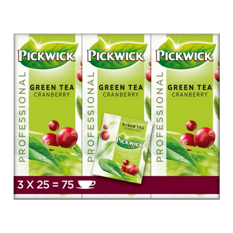 Pickwick - Professional Green Tea Cranberry - 3x 25 Tea bags