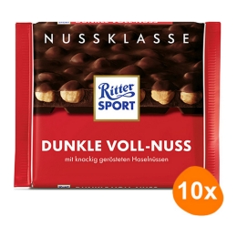 Ritter Sport - Dark Whole Hazelnuts - 10x 100g