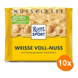 Ritter Sport - White Whole Hazelnuts - 10x 100g