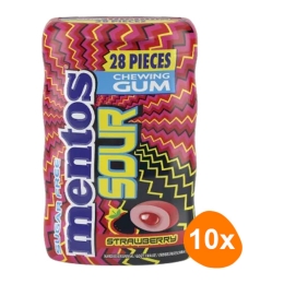 Mentos - Sour Gum Strawberry Sugar Free - 10x 28 pcs