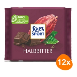 Ritter Sport - Dark Chocolate - 12x 100g