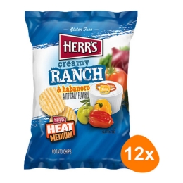 Herr's - Creamy Ranch & Habanero Ripple Potato Chips - 12x 170g