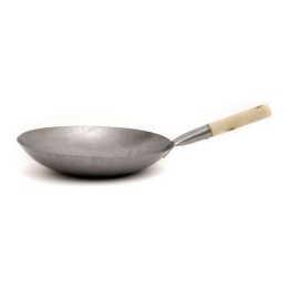 Wok flat bottom with wooden handle 33cm (13inch)